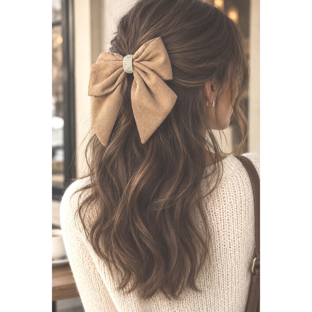 Rhinestone camel bow oversize cute romantic feminine girly korean style trending